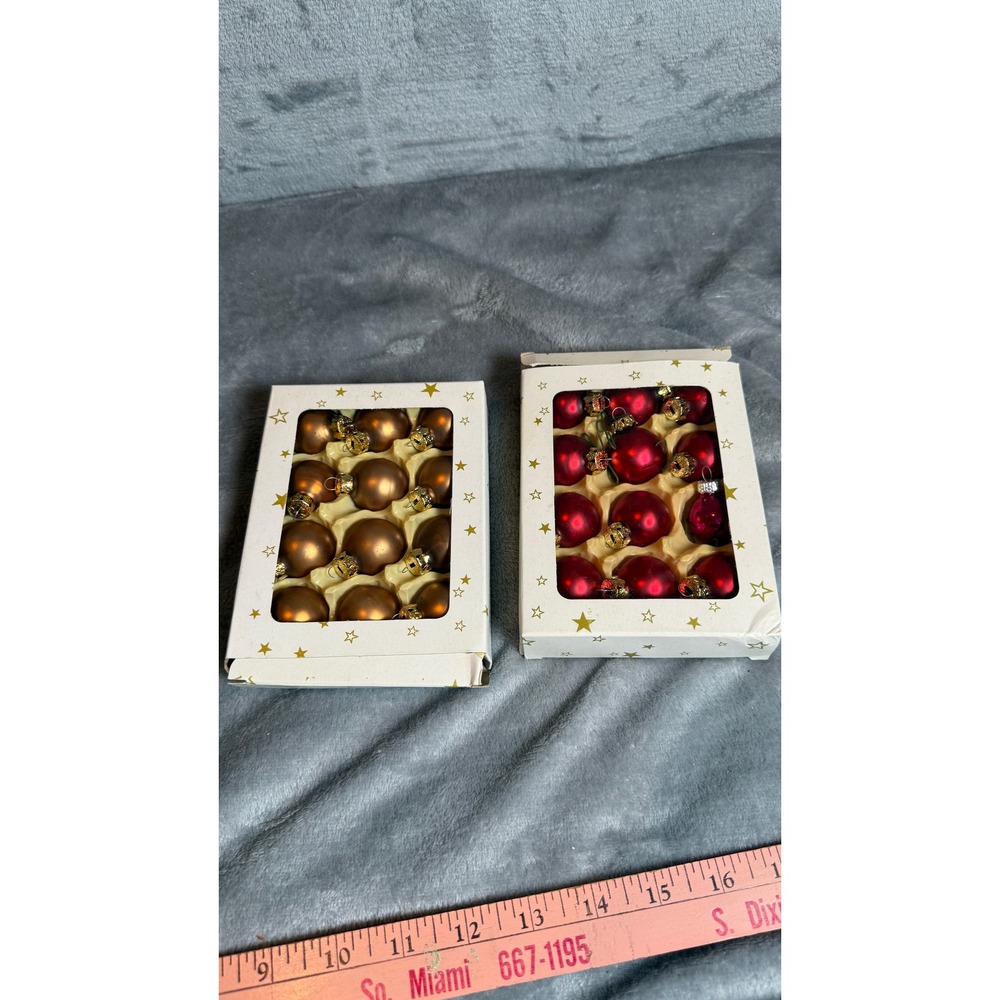Lord & Taylor Glass Ball Ornaments Unisex OS Red Bronze Excellent Vintage Mini